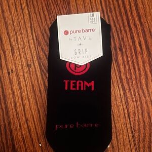 Pure Barre Black and Red Grip Socks
